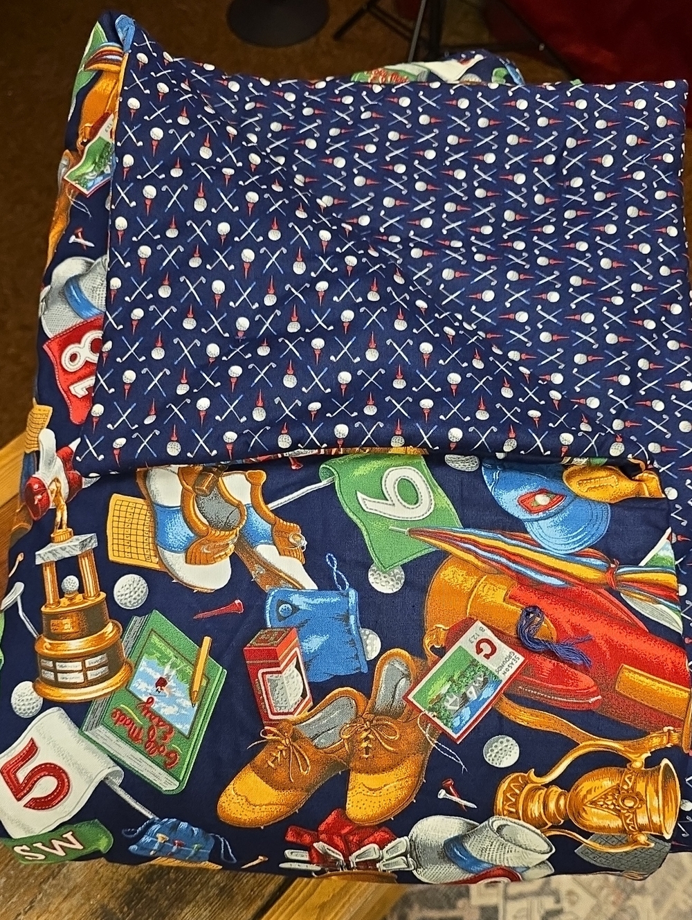 Golf-Themed Navy Printed  Lap Blanket